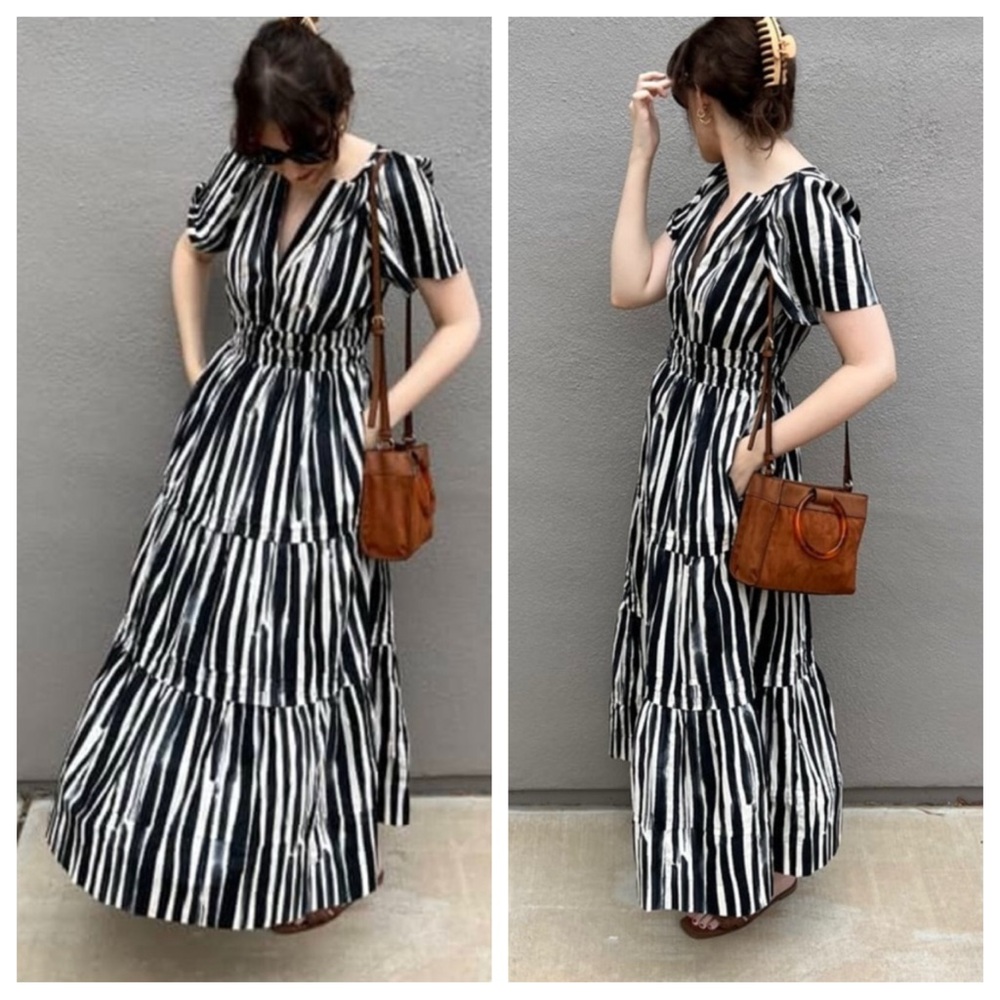Anthropologie Somerset Maxi Dress Carbon Stripe Large - Picture 2 of 11